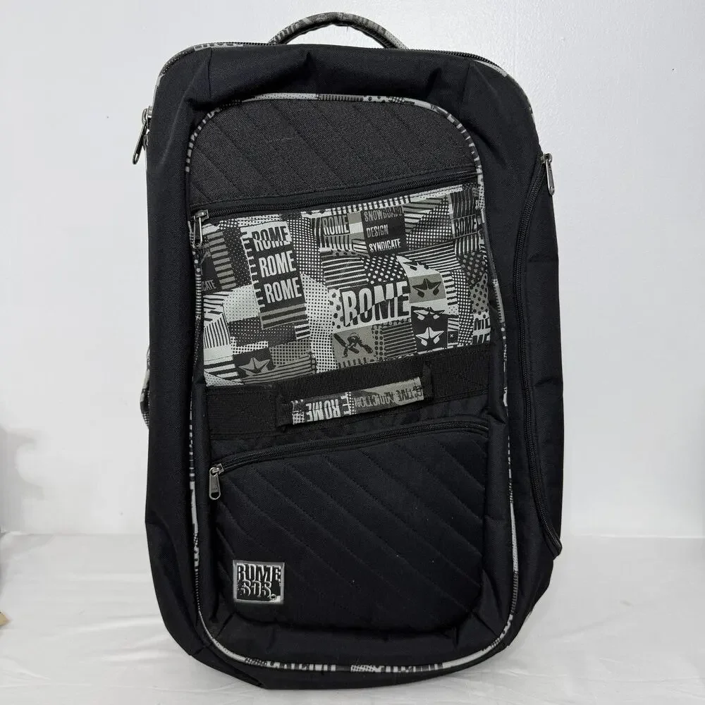 Rome SDS Black Snowboard Rolling Upright Luggage Travel Bag Carry On Design